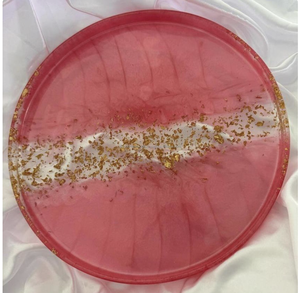 Bandeja de servicio de resina epoxi con acabado brillante hecha a mano Patrón de ola oceánica artificial para mesas de comedor y café DE LA India - Product Image 2