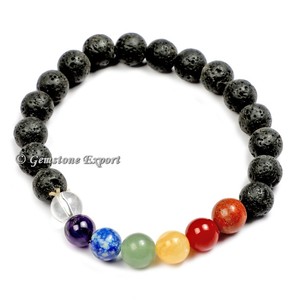 กำไลหินลาวาเจ็ดจักระ ขายส่ง เครื่องประดับคริสตัลแฟชั่น - Product Image 1