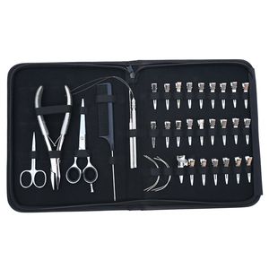Wholesale Hair Extension Tools Kit Microbeads <b>Crimping</b> Plier Pulling Hook Loop Tool Barber Scissor Tail Comb Rexine Case <b>Set</b> - Product Image 6