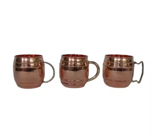 Mug en cuivre style vintage avec poignée en laiton, tasse classique pour eau, jus, bière, usage domestique, cuisine, café, bar. - Product Image 5