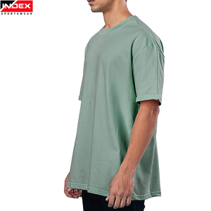 INDEX Men's Solid Green Short Sleeve T-Shirt O-Neck Regular Fit Casual Knitted Cotton Jersey Plain Dyed - Product Image 2