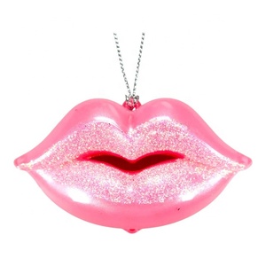 Adorno Navideño de Diseño Nuevo y Único para Navidad y Año Nuevo, Pintura Acrílica Rosa Mate Fucsia, Labios de Mujer en 3D - Product Image 4