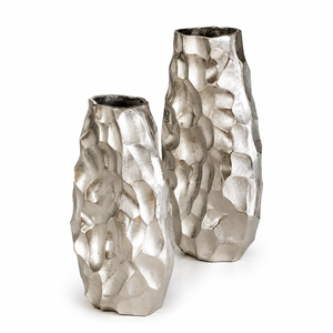 Luxury Textured Metal Floor Vase Modern Gold Silver Handmade Anti-Slip Base Wedding Home Office Centerpiece Accent Decor Art - Product Image 1