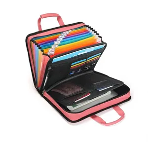 Leather <b>A4</b> Accordion File Organizer with Handle & Strap 12 <b>Pockets</b> Expanding File <b>Folder</b> Zipper Label Portable Bag - Product Image 3