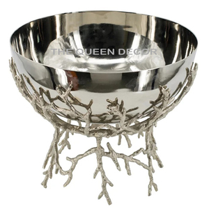 Tazón Decorativo de Aluminio en Forma de Hoja Plateada, Diseño Japonés Nuevo y Moderno, Hecho a Mano - Product Image 5