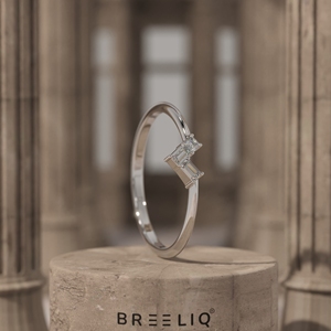14K Solid Gold Toi Et Moi Lab Grown Diamond Ring Baguette and Princess Cut Minimal Engagement Ring for Women - Product Image 1