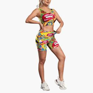 Ensemble de sport 2 pièces pour femme : soutien-gorge de sport dos croisé et short taille élastique uni, séchage rapide, haute qualité, vente en gros personnalisée - Product Image 4