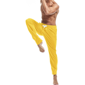 Bright Yellow Men Tapered Jogger Cuffed Sweatpants <b>Drawstring</b> Elastic Waist Casual Soft <b>Trouser</b> - Product Image 5