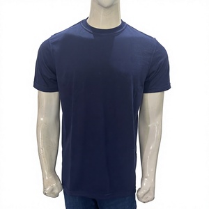 Camiseta de Manga Corta Azul Marino para Hombre, Corte Regular, Cuello Redondo, Estilo Informal, de Algodón, Color Sólido, Tejido Liso - Product Image 6