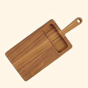Plato de madera de teca seguro para alimentos, tabla de servir de madera con función de soporte para salchichas, tabla de cortar de madera/tabla de cortar - Product Image 5