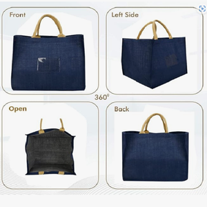 Bolsa de Yute Reutilizable y Elegante, Bolsa de Compras Ecológica con Asas Resistentes para el Mercado, Comercio Minorista y Uso Diario - Product Image 2