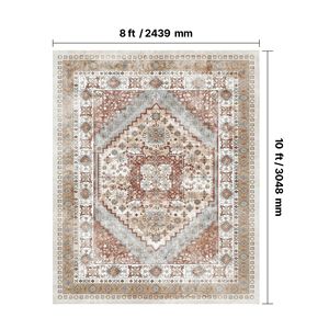 Tappeto Anti-strappo Anti-strappo rosso marrone Vintage 8X10 ft grande Set tappetino - Product Image 3