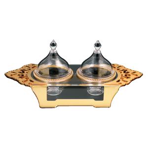 Ensemble bol et support de bonbons en acrylique doré - Product Image 1