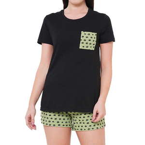 Conjunto de Verano para Mujer con Camiseta de Cuello Redondo y Manga Corta con Pantalones Cortos Cómodos de Cintura Elástica, Transpirable e Informal - Product Image 5