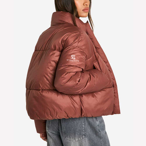 Veste matelassée pour femmes, mode, hiver, chaude, avec capuche, coupe-vent, couleur unie, légère, nouvelle qualité, logo personnalisé - Product Image 3