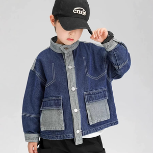 Chaqueta Vaquera para Niños - Nueva Colección Primavera - Chaqueta Moderna con Parches para Niños - Estilo Coreano Extralargo y a la Moda - Product Image 3