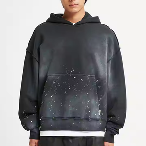 Custom <b>Men</b> Acid Wash Hoodie Cotton Oversized Drop Shoulder Vintage Streetwear <b>Pullover</b> Manufacturer - Product Image 1