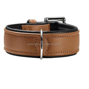 Colla de perro sólida de cuero Premium negro marrón tostado para mascotas de todos los tamaños accesorios para perros hechos a medida suministros para mascotas a bajo precio - Product Image 3