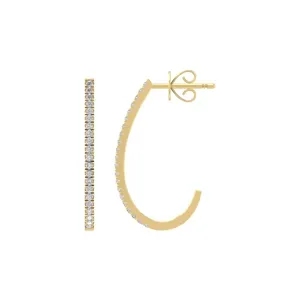 Pendientes de aro de moda con diamantes cultivados en laboratorio, redondos, de oro amarillo de 14k para mujer - Product Image 3