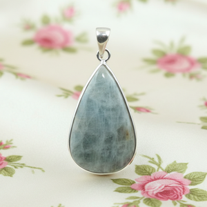 Colgante de aguamarina natural en forma de lágrima, plata de ley 925, chapado en oro rosa y oro amarillo, joyería de piedras preciosas hecha a mano, regalo de Navidad - Product Image 5