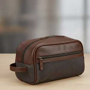 Trousse de Toilette Homme Grande Capacité en Toile Vintage avec Fermeture Éclair, Portable pour Maquillage et Articles de Rasage - Product Image 3