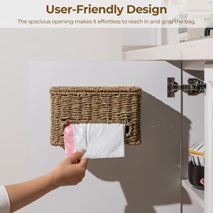 StorageWorks Trash Bag Holder with Lid Handmade <b>Storage</b> <b>Basket</b> Wholesale eco-friendly Made in Viet Nam - Product Image 4
