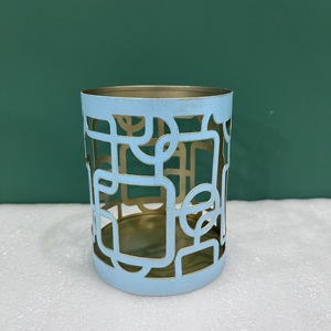 Portavelas Decorativo Moderno de Hierro, Linterna Geométrica de Mesa con Corte Láser para Decoración del Hogar, Sala de Estar, Bodas - Product Image 3