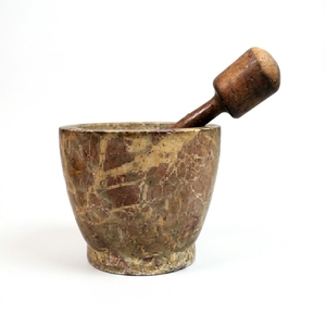Mortier et pilon en marbre blanc avec veines grises, broyeur manuel d'herbes et d'épices, outil de cuisine durable, OEM ODM - Product Image 3