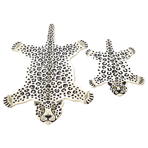 Tapis de sol pour enfants, moderne, tufté à la main, en forme de léopard des neiges blanc, tapis décoratif mignon en forme de silhouette de guépard sauvage - Product Image 3