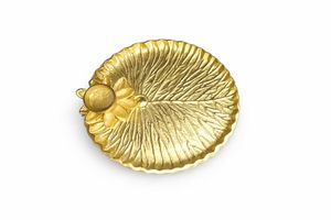 Bandeja Metálica en Forma de Hoja de Loto con Portavelas, Decorativa, de Aluminio Dorado, para Pooja, Centro de Mesa, Plato para Flores Hecho a Mano - Product Image 2