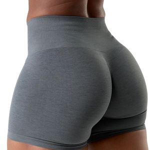 Shorts de sport gris anthracite taille mi-haute pour femme – Doux, extensibles, pour entraînement, fitness, yoga et tenue de performance - Product Image 4