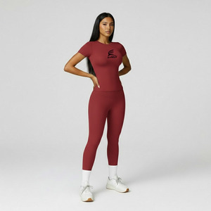 Wholesale Solid <b>Pattern</b> Women's High Waist Quick Dry Yoga <b>Leggings</b> Customizable OME Service with Elastic Waist Closure Pant - Product Image 4