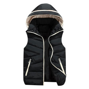High Quality Men's Hooded Down Bubble Vest Winter Quilted <b>Waistcoat</b> Windproof Zip Up Gilet with Snap Collar - Product Image 2