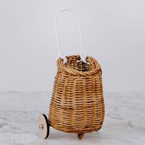 Cesta con ruedas de ratán para decoración de sala de juegos, cesta para guardería, maleta con ruedas, cestas con diseño encantador - Product Image 1