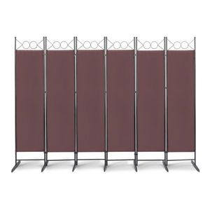 4 Fold Top 6FT Screen & Room Divider 160g Polyester Cloth with Carbon Steel Frame and Plastic Feet Brown - Product Image 1