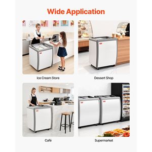 Congelatore orizzontale commerciale da 5,6 piedi cubi per gelato, vetrina espositiva per gelateria, congelatore superiore profondo con serratura per uso ristorazione - Product Image 6