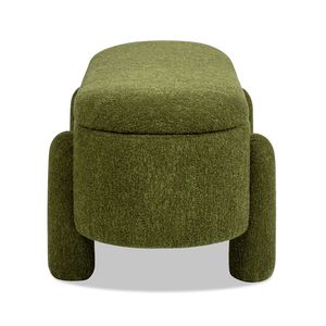 Hugo 49\" Fully Upholstered Storage Bench <b>Moss</b> <b>Green</b> Boucle Elegant Oval Living Room Furniture - Product Image 5
