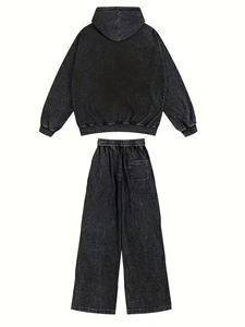 Hooded Cotton Two-Piece Winter Tracksuit Stylish Comfortable Fleece Unisex Sweatshirt Hoodie Sweatpants Set Custom Logo - Product Image 3