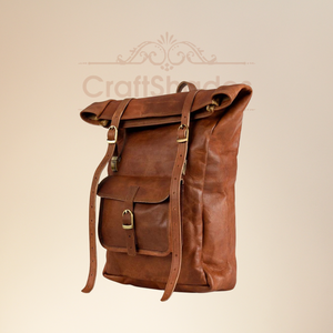 Mochila de Cuero Vintage de Primera Calidad con Parte Superior Enrollable para Hombre y Mujer, Mochila de Viaje de Cuero Genuino Resistente, Bolso Escolar Elegante para la Universidad - Product Image 5