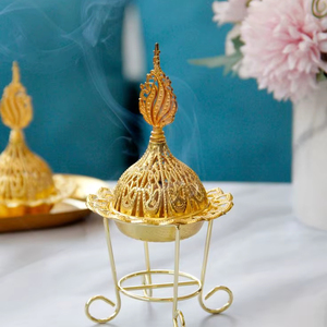 Brûleur d'encens en métal élégant et moderne, porte-arôme décoratif stylé, idéal pour la méditation, le yoga, le spa, la décoration intérieure - Product Image 1
