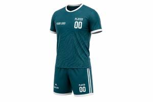 Conjunto de Camiseta y Pantalones Cortos de Fútbol Sublimados Personalizados, 100% Poliéster, Secado Rápido, Transpirable, Ecológico, Números Personalizados en Negrita - Product Image 5