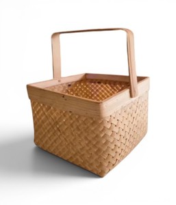 Cesta de Almacenamiento de Bambú Hecha a Mano con Asa |   Cesta de Bambú Tejida Natural para Organización del Hogar - Product Image 1