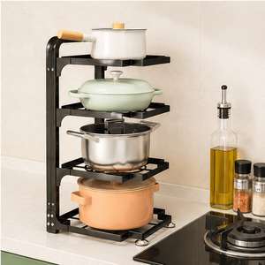 Factory Wholesale 5-Tier Heavy Duty Carbon Steel Pot and <b>Pan</b> Organizer Rack Multi-Layer Kitchen Storage Shelf for Cabinets - Product Image 3