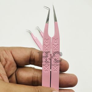 Nouvelle pince à épiler rose pointe violette extension de cils durable pince à épiler vison Logo offre poignée en forme de coeur pince à épiler en acier inoxydable - Product Image 2