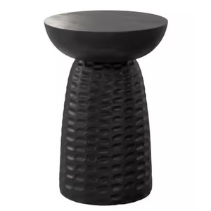 Table d'appoint contemporaine en bois rayé et incrustations blanches, table de bout de canapé, table d'angle pour salon - Product Image 6