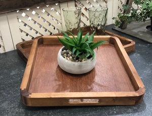 Bandeja de Servir Cuadrada de Madera de Acacia Pulida Hecha a Mano, de Grado Comercial, de 14 Pulgadas, con Esquinas Redondeadas y Lisas para Uso con Alimentos - Product Image 6