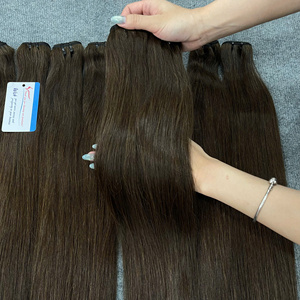 2026 <b>Top</b> Quality Super Soft <b>Silky</b> Brown Straight Hair Weaving Viet Nam Human Hair Manufacturer Cuticle Aligned Machine Weft - Product Image 1