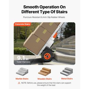 Carrello Elettrico Saliscale con Capacità di 200 kg, Manico Estensibile da 400 cm, Carrello Robusto per Trasportare Oggetti Pesanti su Scale - Product Image 5