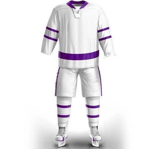 Uniforme de hockey sur glace sublimé personnalisé, maillot rayé blanc et vert pour homme, pantalon, manches longues, respirant, toutes saisons, vêtements de sport pour adultes - Product Image 4
