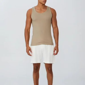 Camiseta sin mangas acanalada personalizada para hombre, cuello redondo, chaleco básico, camiseta interior de fibra de bambú, ropa deportiva informal de verano, antibacteriana - Product Image 2